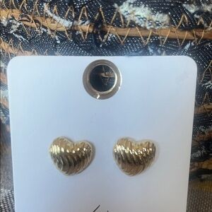 Gold Heart Stud Earrings